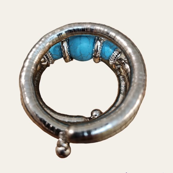Women Vintage Turquoise Jewelry Adjustable Bangle Bracelet. - Picture 3 of 3